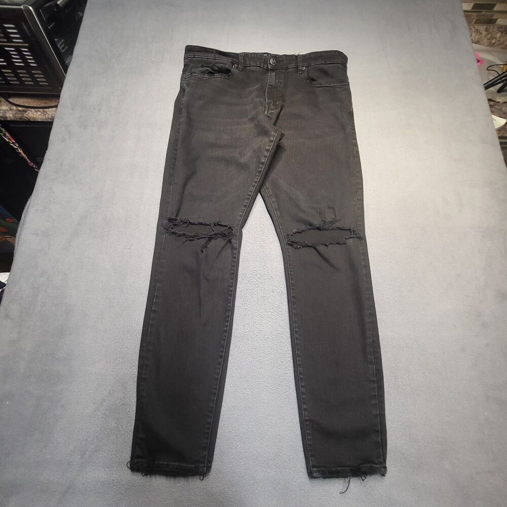 Jordan Craig Jeans Men's 36x31 Black Ross Skinny Straight Leg Ripped Distressed